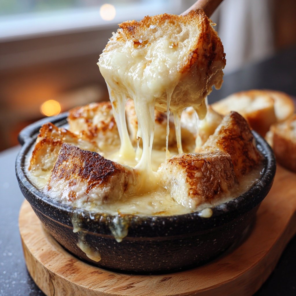 Fondue with Swiss Cheese and Garlic