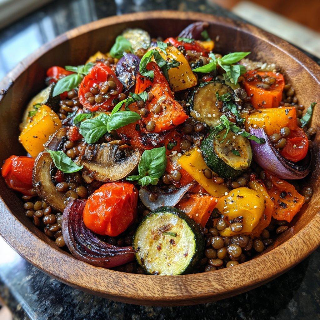 Roasted Veggie Lentil Grain Bowl