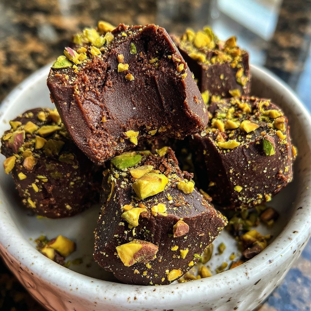 Chocolate Pistachio Fudge Bites