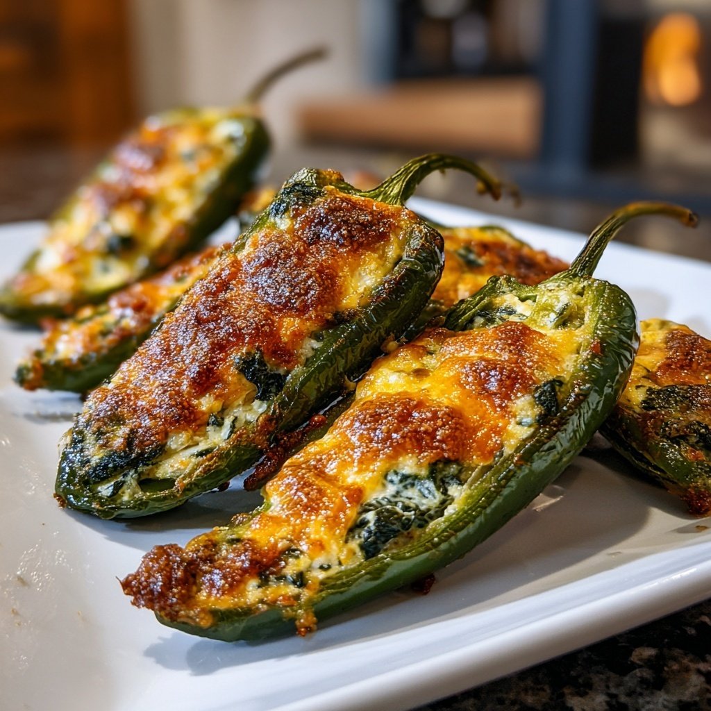 Jalapeno Poppers with Spinach Feta Filling