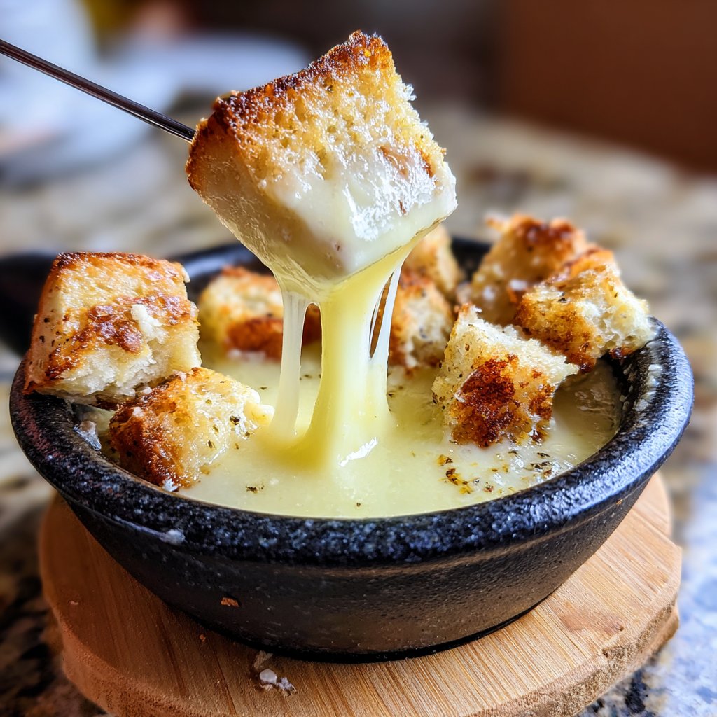 Fondue with Beer and Swiss Cheese