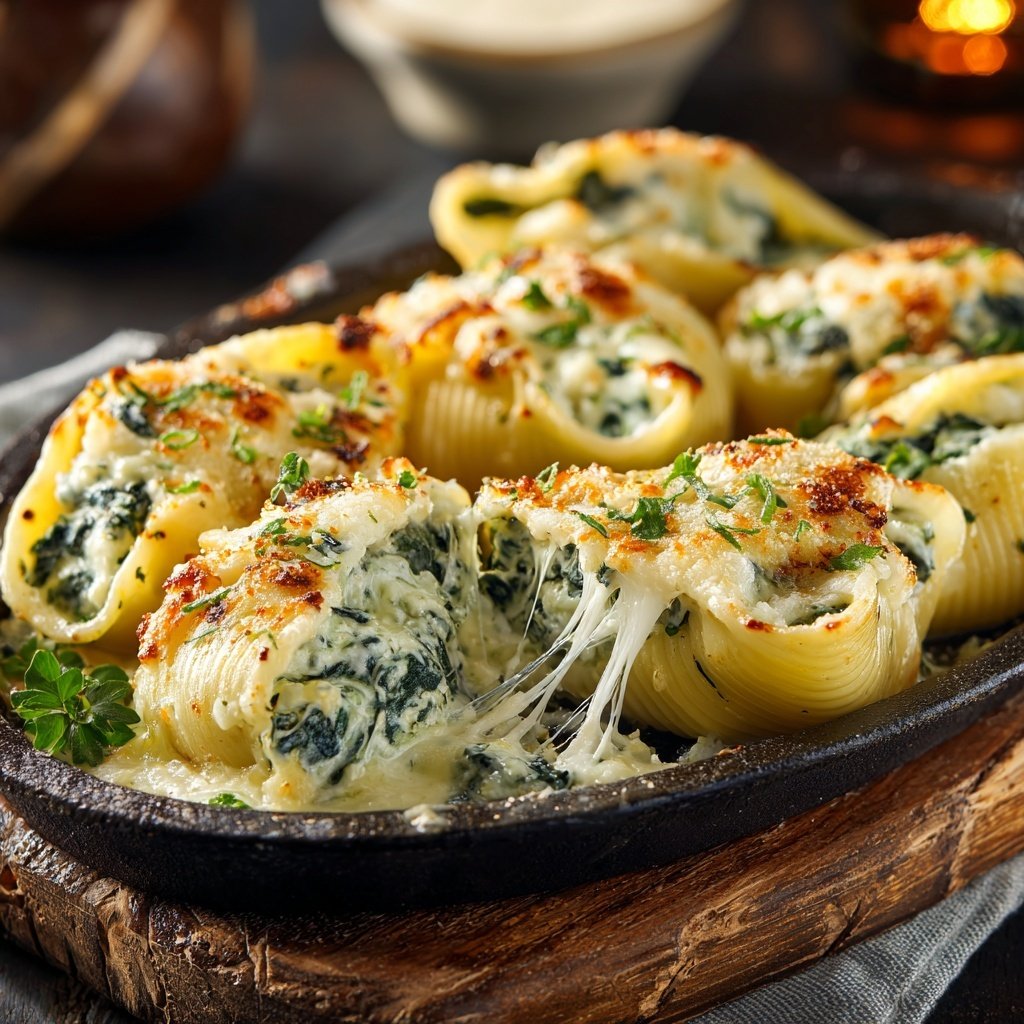 Creamy Spinach And Ricotta Stuffed Shells
